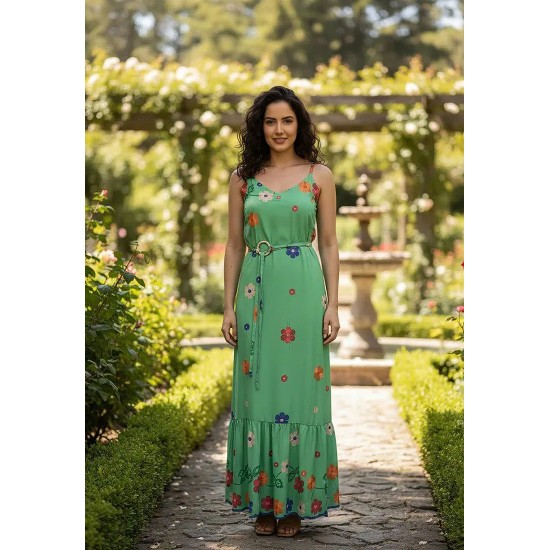 Vestido Longo Reto Regata Brisa Verde