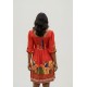 Vestido Curto Manga 3/4 Estampa Arara do Sol