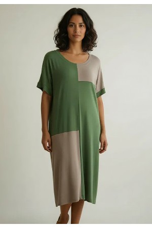 Vestido Terra Serena Midi Plus Verde Mata e Areia Mineral