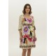 Vestido Curto Manga 3/4 Estampa Jardim do Cerrado
