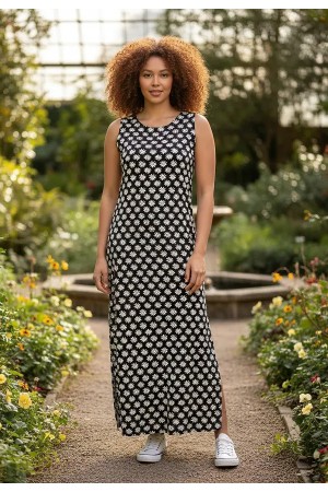 Vestido Longo Plano com Bolso Estampa Festa das Margaridas