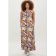 Vestido Longo Plano com Bolso Estampa Cores Vibrantes