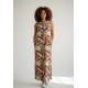 Vestido Longo Plano com Bolso Estampa Cores Vibrantes