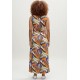 Vestido Longo Plano com Bolso Estampa Cores Vibrantes