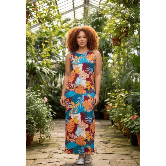 Vestido Longo Plano com Bolso Estampa Aurora Profunda