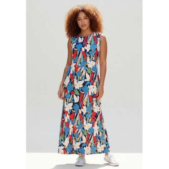 Vestido Longo Plano com Bolso Estampa Floresce