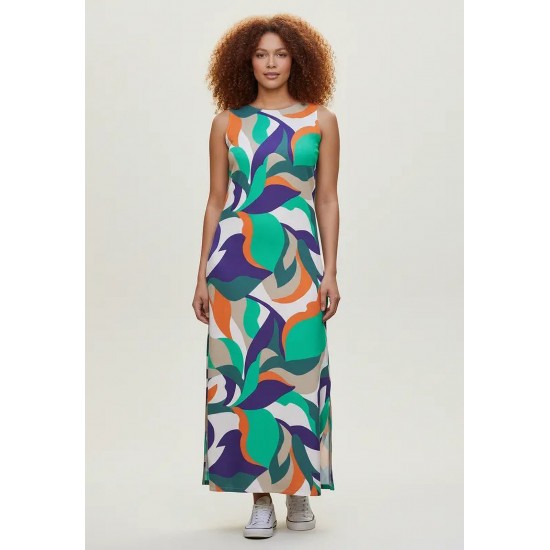 Vestido Longo Plano com Bolso Estampa Brisa do Mar