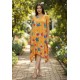 Vestido Saruel Manga Curta Malha Estampa Laranja Floral
