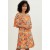 Vestido Curto Plano Com Babado Laranja Floral