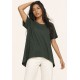 T-Shirt Ampla Malha Manga Curta Verde Musgo