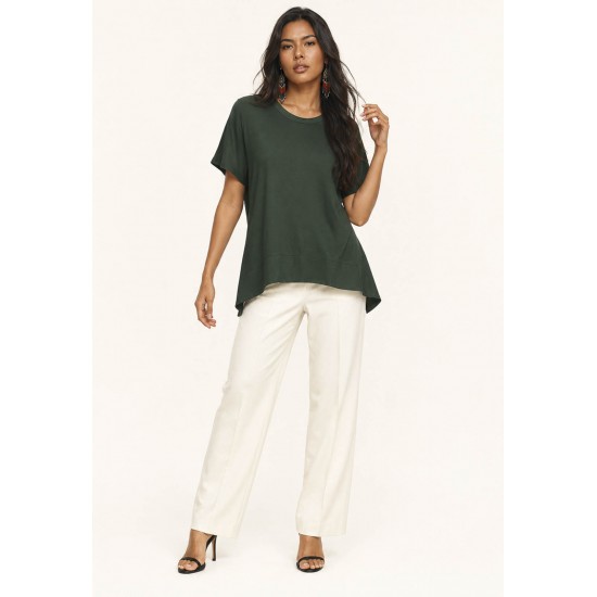 T-Shirt Ampla Malha Manga Curta Verde Musgo
