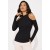 Blusa Nadador Feminina com Manga Longa e Recorte no Ombro Preta