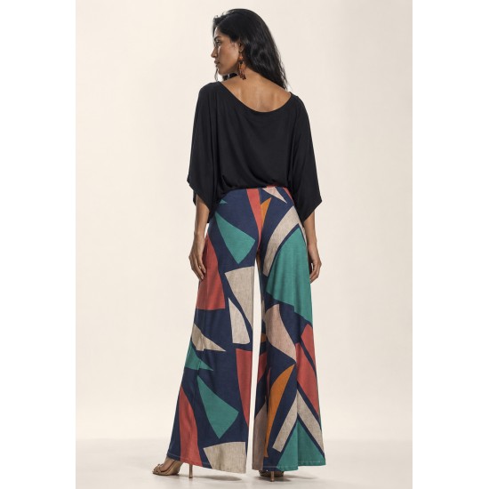 Calça Pantalona Granja Malha Geometrias do Tempo