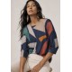 Blusa Morcego Ampla Manga 3/4 Geometrias do Tempo