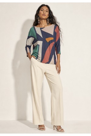 Blusa Morcego Ampla Manga 3/4 Geometrias do Tempo