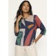 Blusa Morcego Ampla Manga 3/4 Geometrias do Tempo