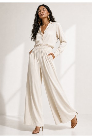 Calça Pantalona Inhambuxintã Malha Off White