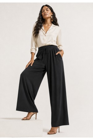 Calça Pantalona Inhambuxintã Malha Preto