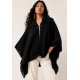 Poncho de Tricô de Frio Feminino Eclipse Amazônico Preto Inverno