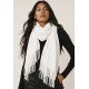Echarpe Feminina Branca com Franjas para Frio e Inverno