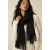 Echarpe Feminina Preto com Franjas para Frio e Inverno