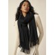 Echarpe Feminina Preto com Franjas para Frio e Inverno