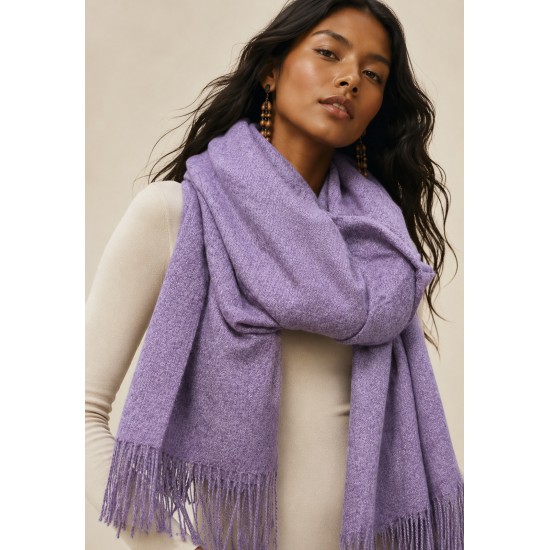 Echarpe Feminina Lilás com Franjas para Frio e Inverno