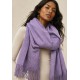 Echarpe Feminina Lilás com Franjas para Frio e Inverno