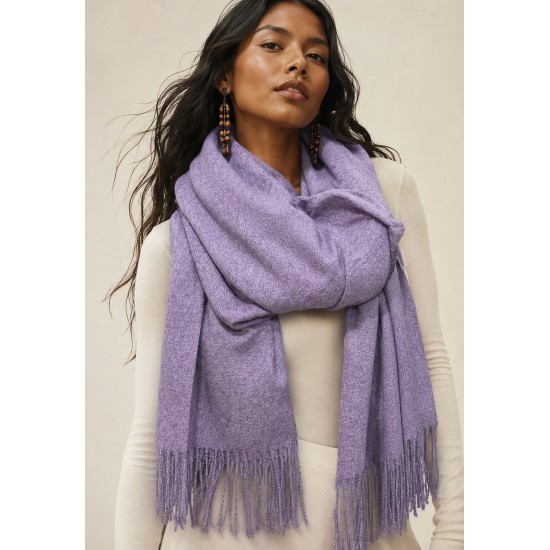 Echarpe Feminina Lilás com Franjas para Frio e Inverno