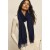 Echarpe Feminina Azul Marinho com Franjas para Frio e Inverno