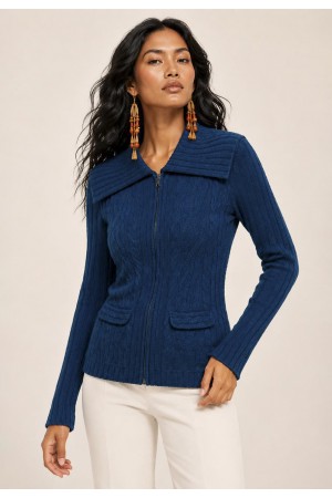 Cardigan Tricô Rio Tapajós Verde Petróleo