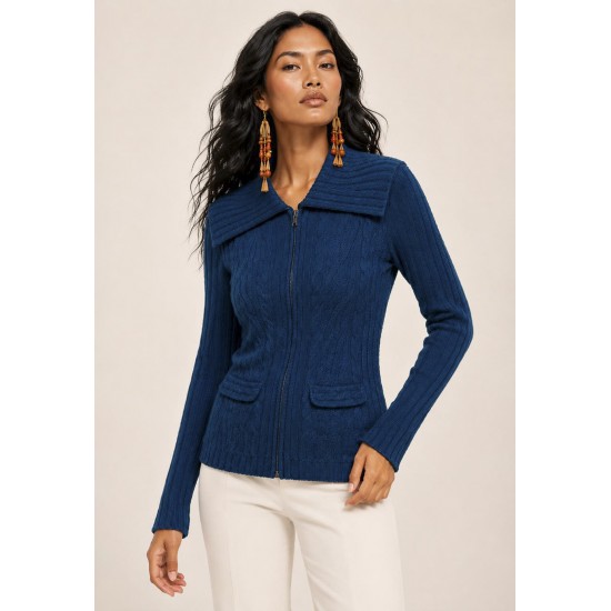 Cardigan Tricô Rio Tapajós Verde Petróleo