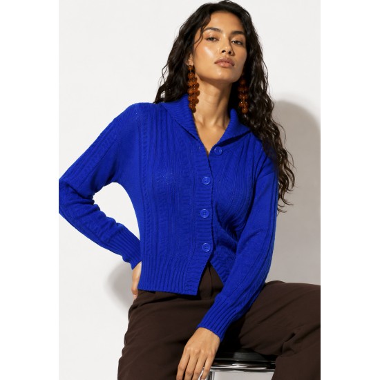 Cardigan Tricô Rio Negro Azul Bic
