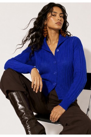 Cardigan Tricô Rio Negro Azul Bic