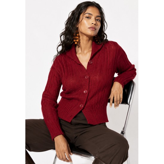 Cardigan Tricô Rio Negro Bordô