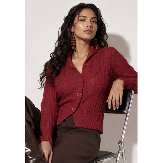 Cardigan Tricô Rio Negro Bordô