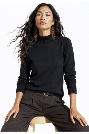 Suéter de Tricot Gola Pequena Inverno Vital Preto