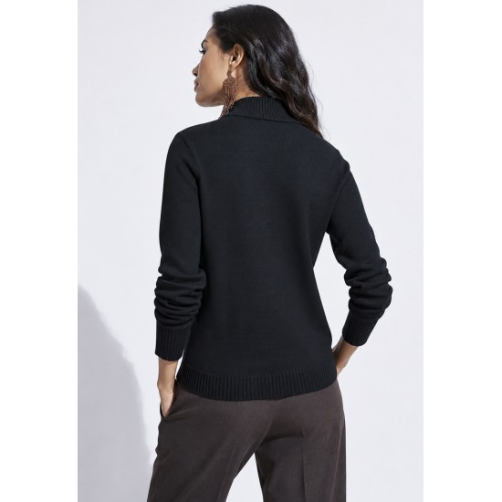 Suéter de Tricot Gola Pequena Inverno Vital Preto