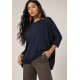 Blusa Canoa Malha Manga 3/4 Azul Marinho
