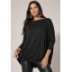 Blusa Canoa Malha Manga 3/4 Preta