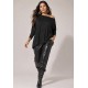 Blusa Canoa Malha Manga 3/4 Preta