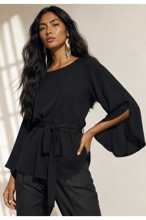 Blusa Viscose Poranga Asa da Noite Preta