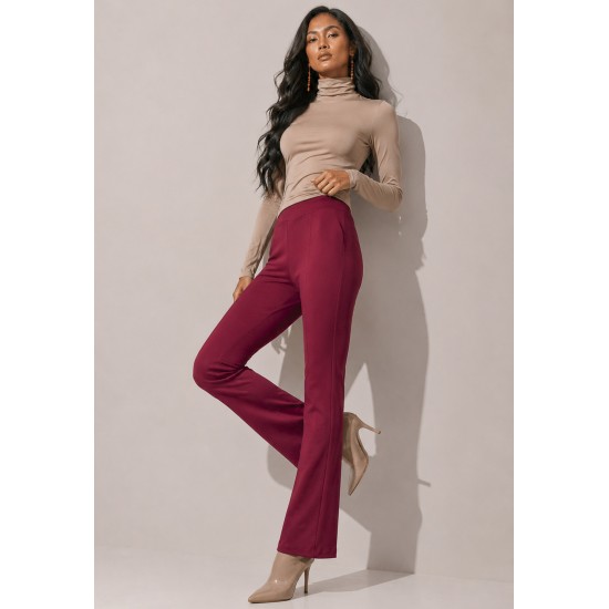 Calça Flare Niara Malha Bordô Queimado