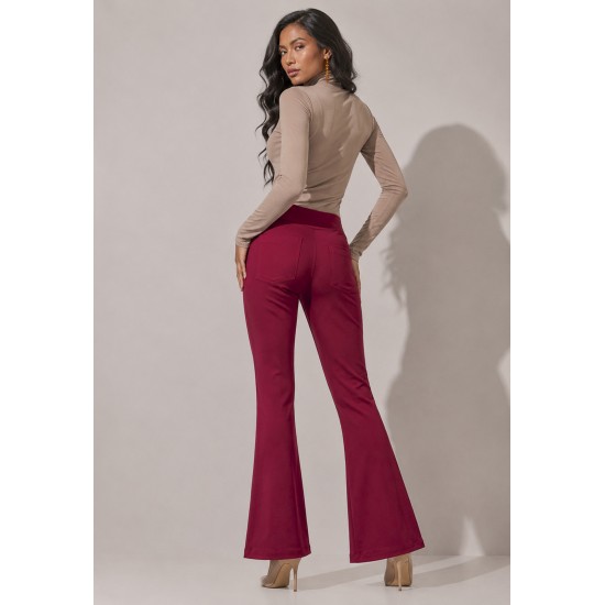 Calça Flare Niara Malha Bordô Queimado