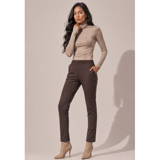 Calça Montaria Nina Malha Marrom Chocolate