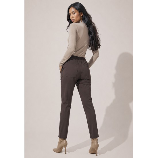 Calça Montaria Nina Malha Marrom Chocolate