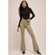 Calça Flare Niara Malha Verde Acizentado