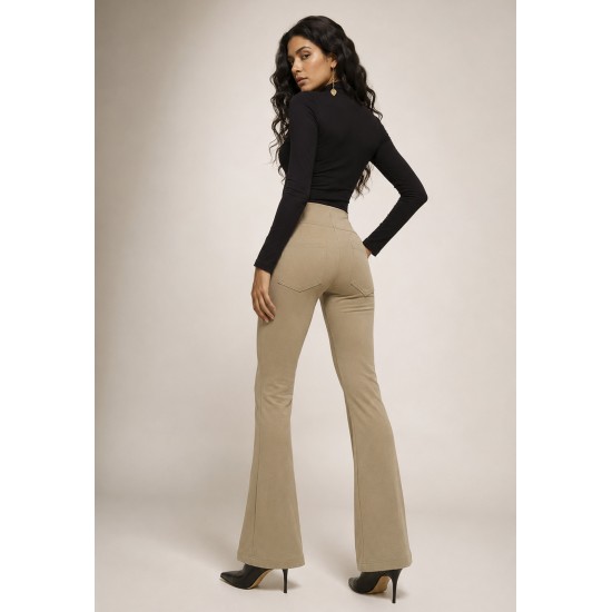 Calça Flare Niara Malha Verde Acizentado