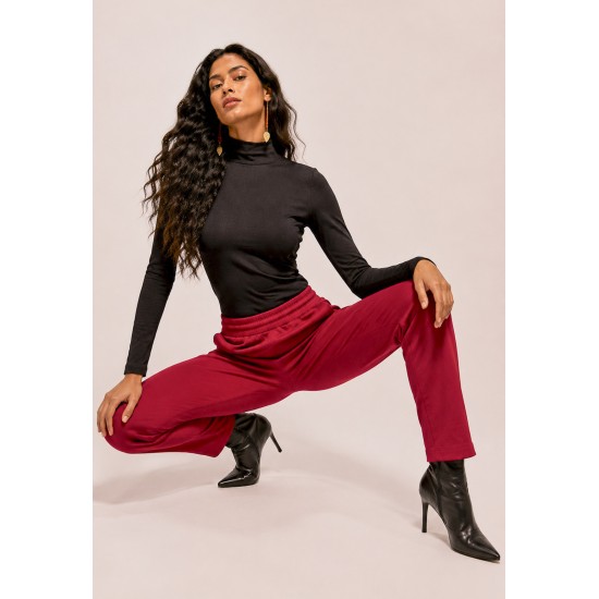 Calça Montaria Nina Malha Bordô Queimado