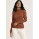 Suéter de Tricô Slim Canelado Terracota